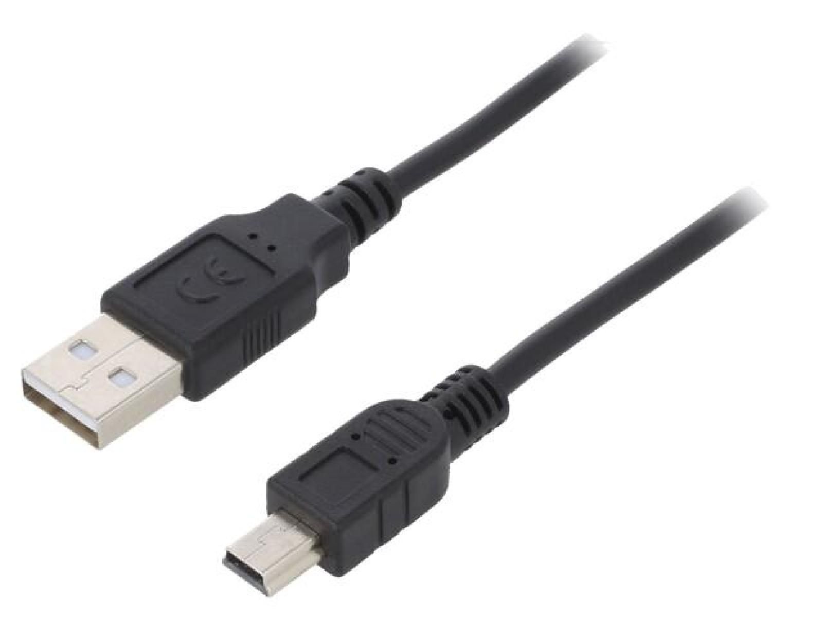 ADNAuto USB 2.0 Cable - Nickel Plated USB A to Mini B - 1m Black
