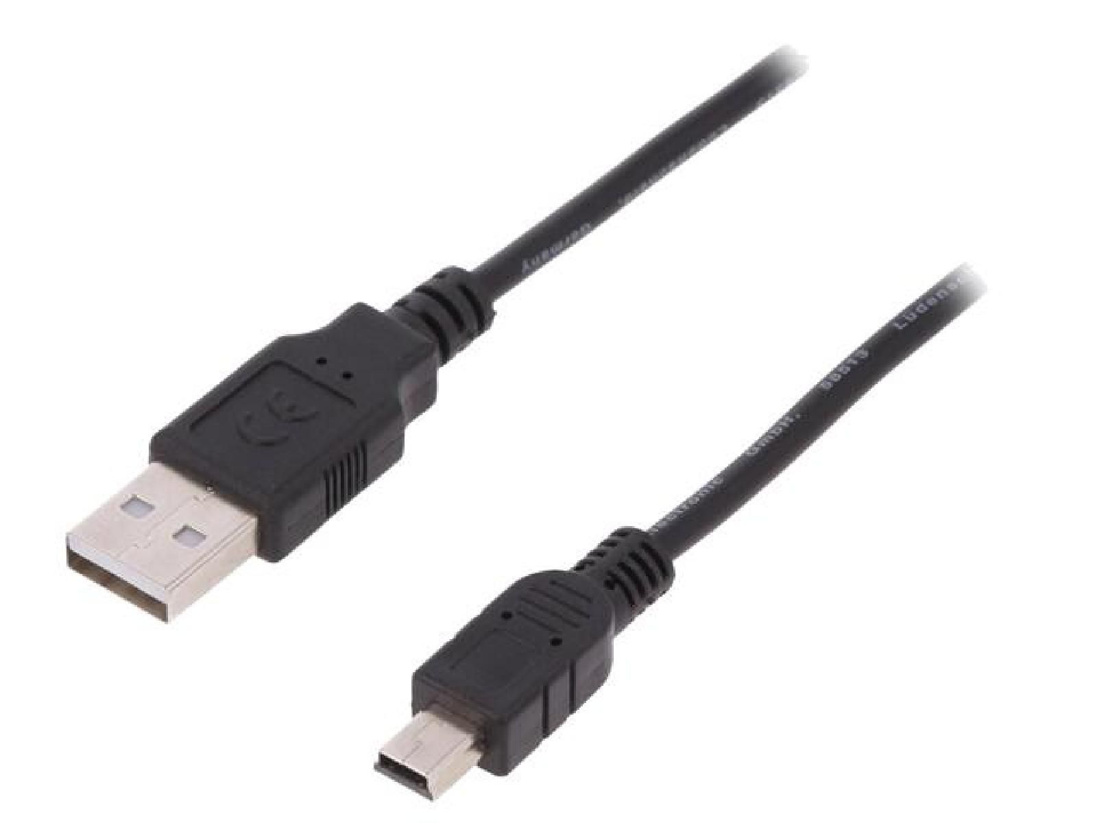 ADNAuto USB 2.0 Cable - Nickel Plated A to Mini B - 3m Black