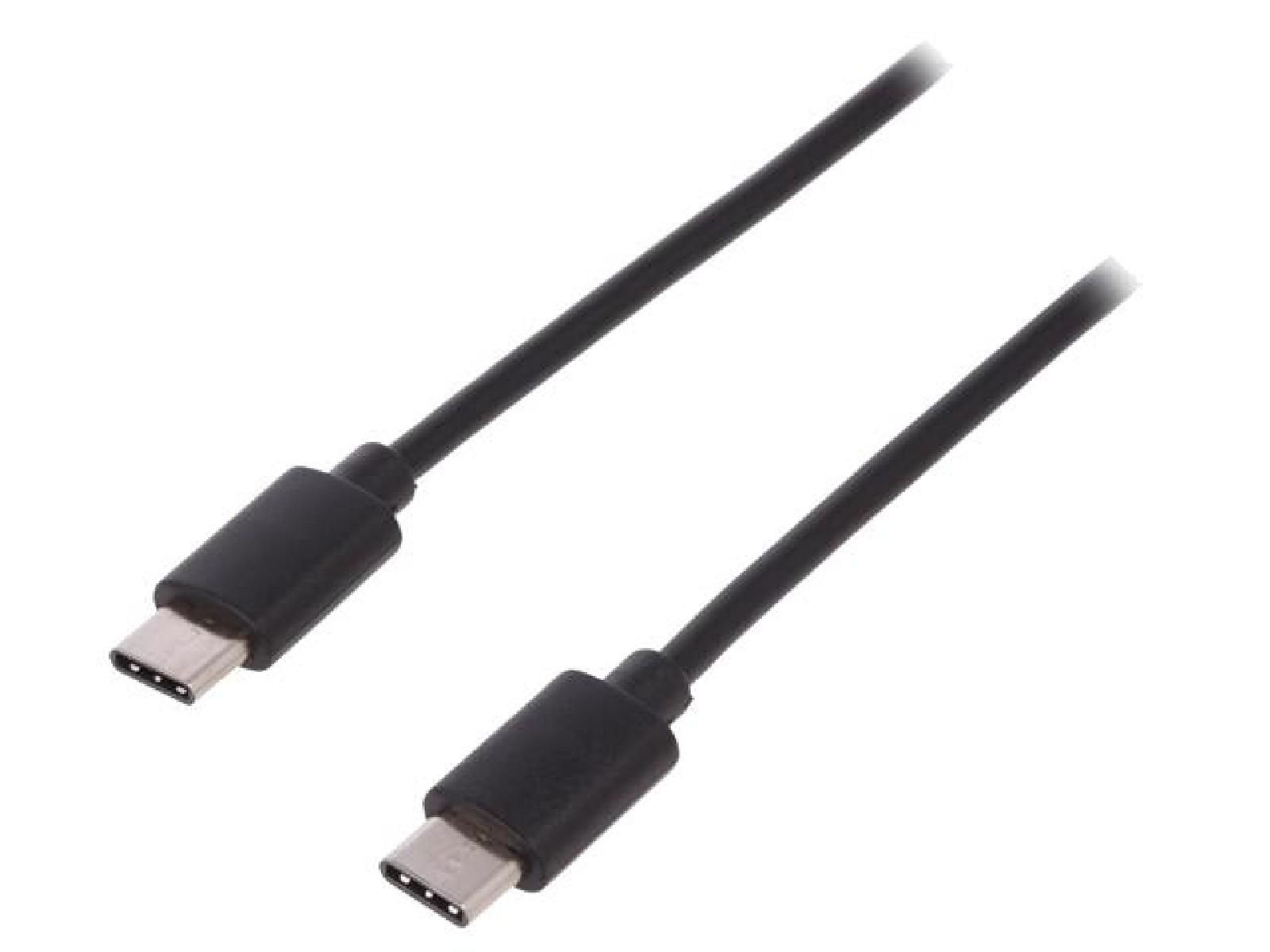 ADNAuto USB 2.0 Cable - Dual-Sided USB C - Nickel Plated - Black - 1m