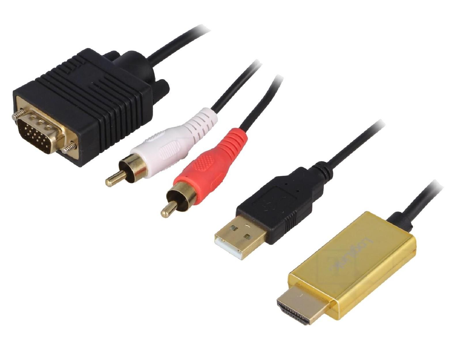 Câble ADNAuto 15 broches HD vers HDMI, RCA, USB (2 m, Noir)