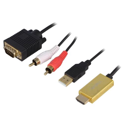 ADNAuto 15-Pin HD to HDMI, RCA, USB Cable (2m, Black)