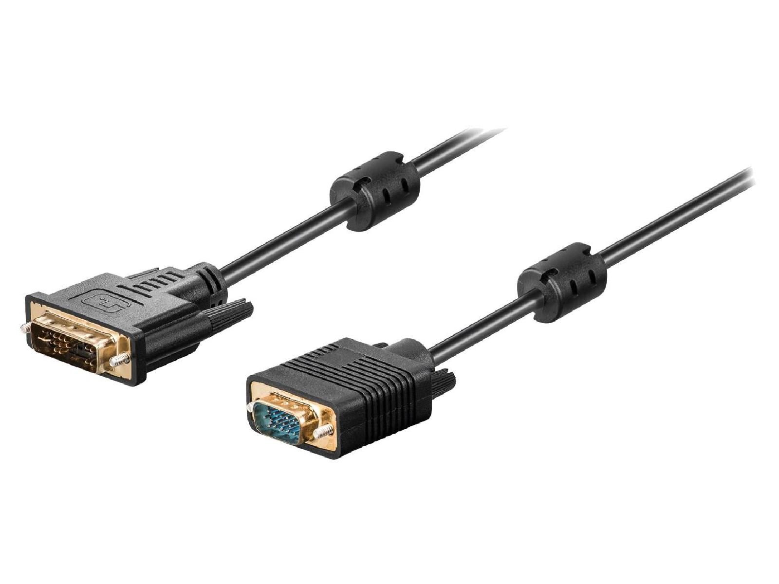 ADNAuto D-Sub HD Male to DVI-I Male Cable, 2m Black
