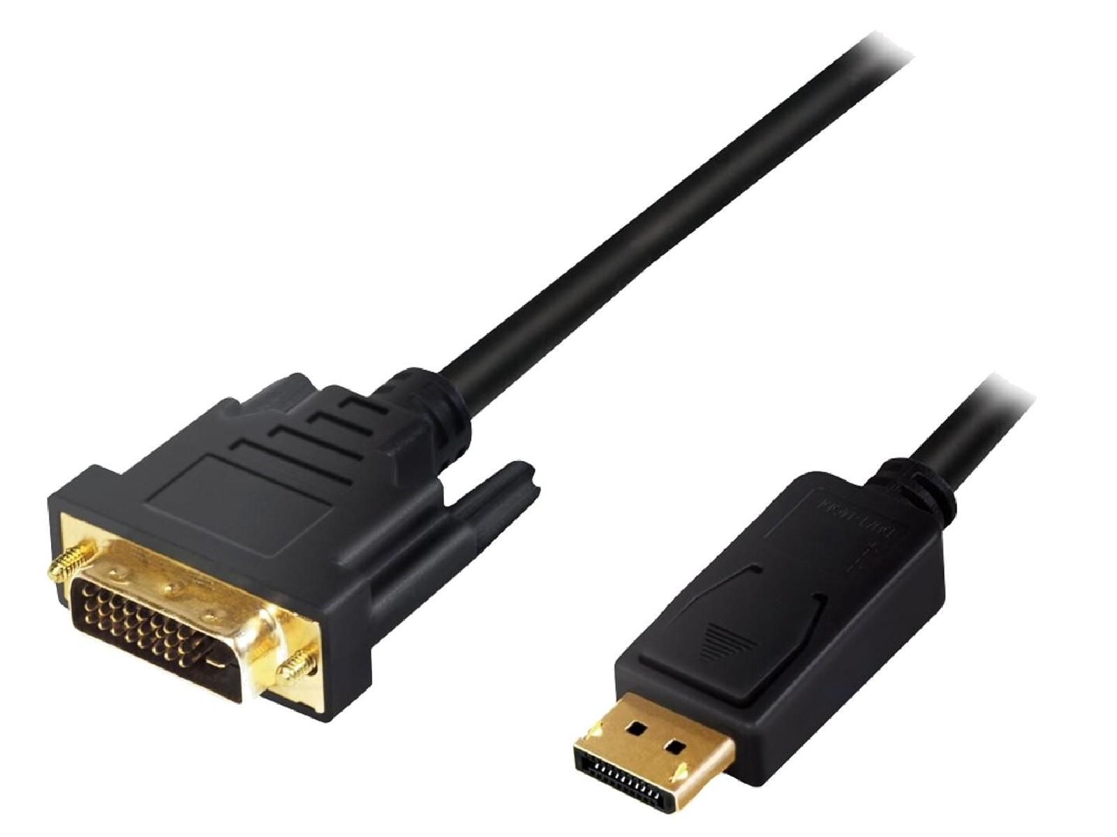 ADNAuto DisplayPort 1.2 Cable - Male DVI-D to Male Full HD 5m - Black