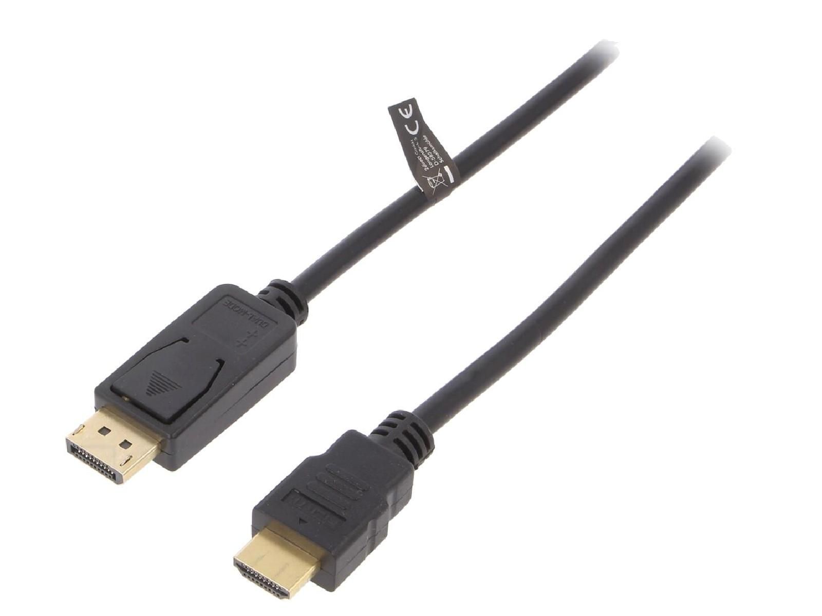 ADNAuto DisplayPort to HDMI Cable 2m - Black