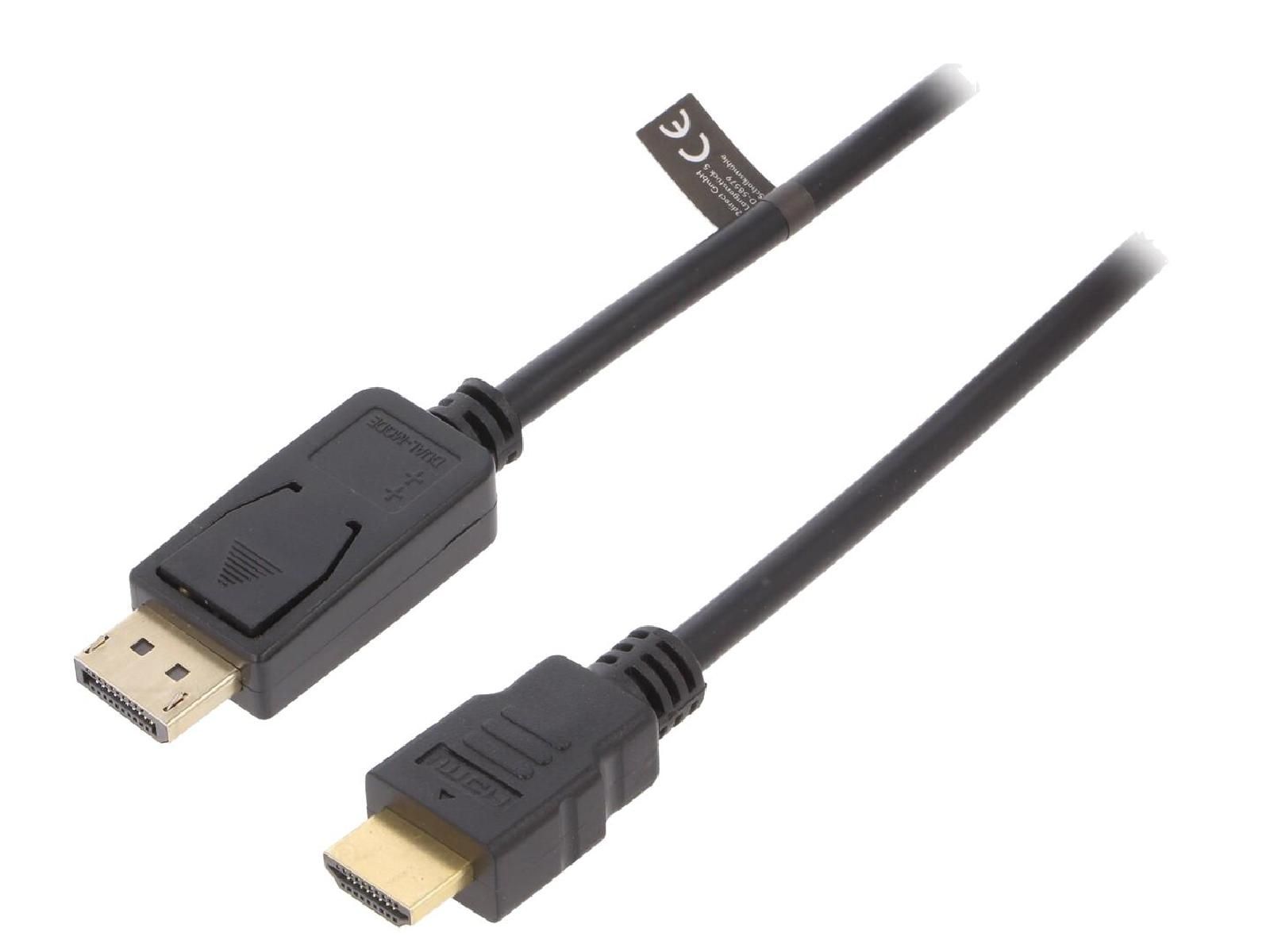 ADNAuto DisplayPort to HDMI Cable 3m (4K, 3D, DP 1.2)