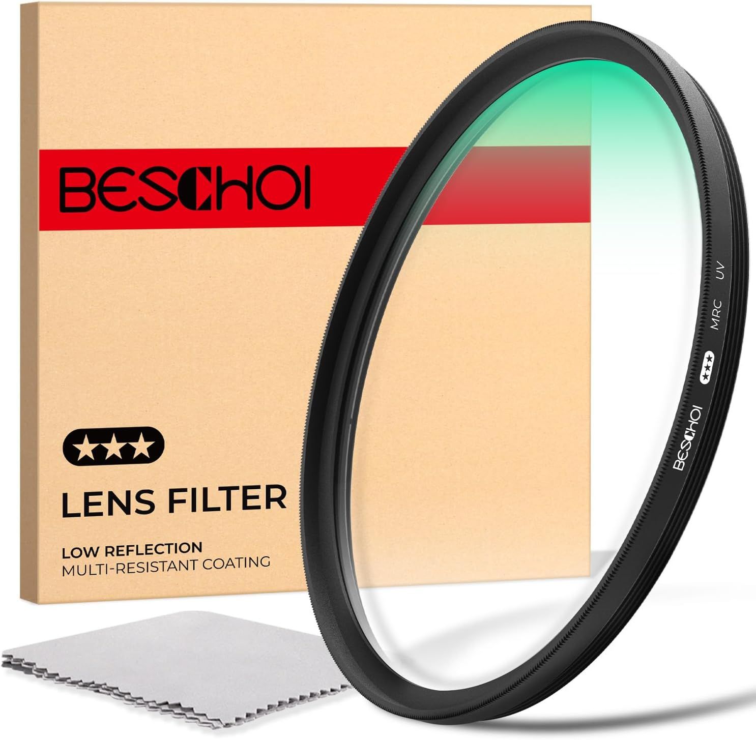 52mm UV Filter and Cleaning Cloth with 30-Layer Nano Coating - HD, Waterproof, Scratch Resistant, Ultra-Thin for Camera Lens