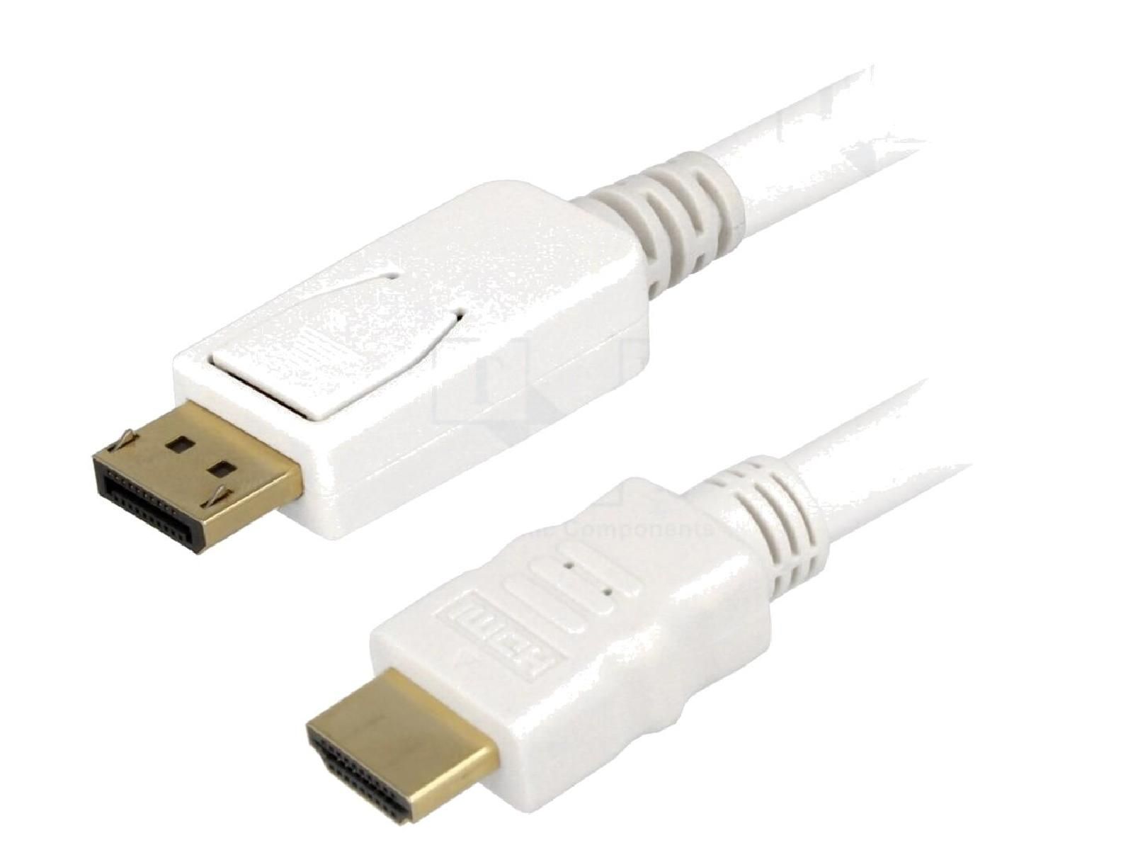 ADNAuto DisplayPort to HDMI Cable 2m - White
