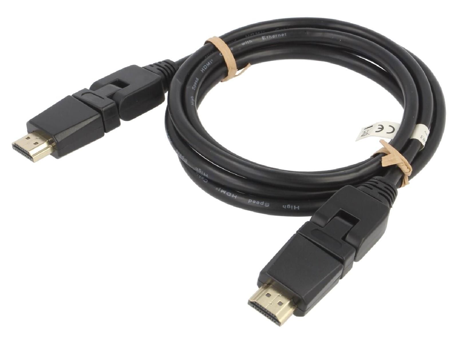 Câble HDMI 2.0 ADNAuto (2 m, HDCP 2.2, 360° mobile des deux côtés)