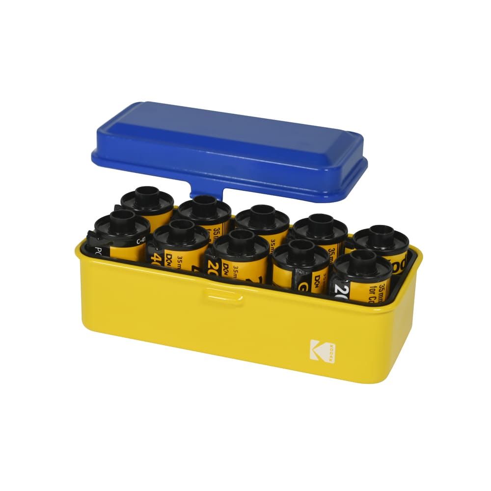 Kodak Film Case (120/135) - Steel Compact Case for 8 Rolls of 120 Film or 10 Rolls of 135 Film, Removable Lid, Mat Finish, Modern Design, Dust and Humidity Protection - Blue