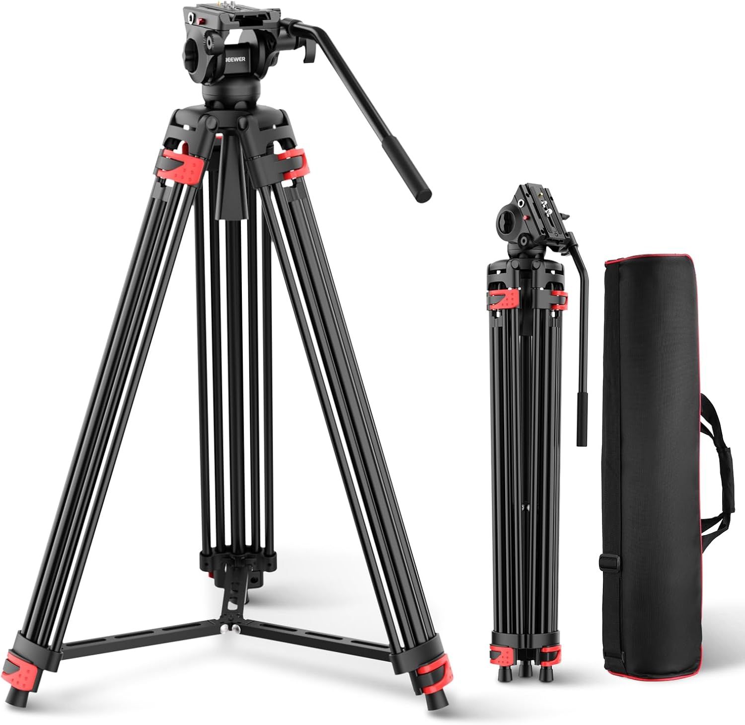 Neewer 74-Inch Video Tripod with Smooth Fluid Head [Base Version]