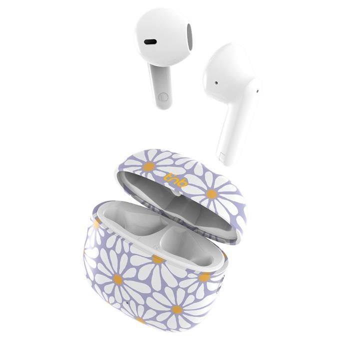 TNB Exclusiv FLOWER Wireless Earbuds with Microphone - White, Purple