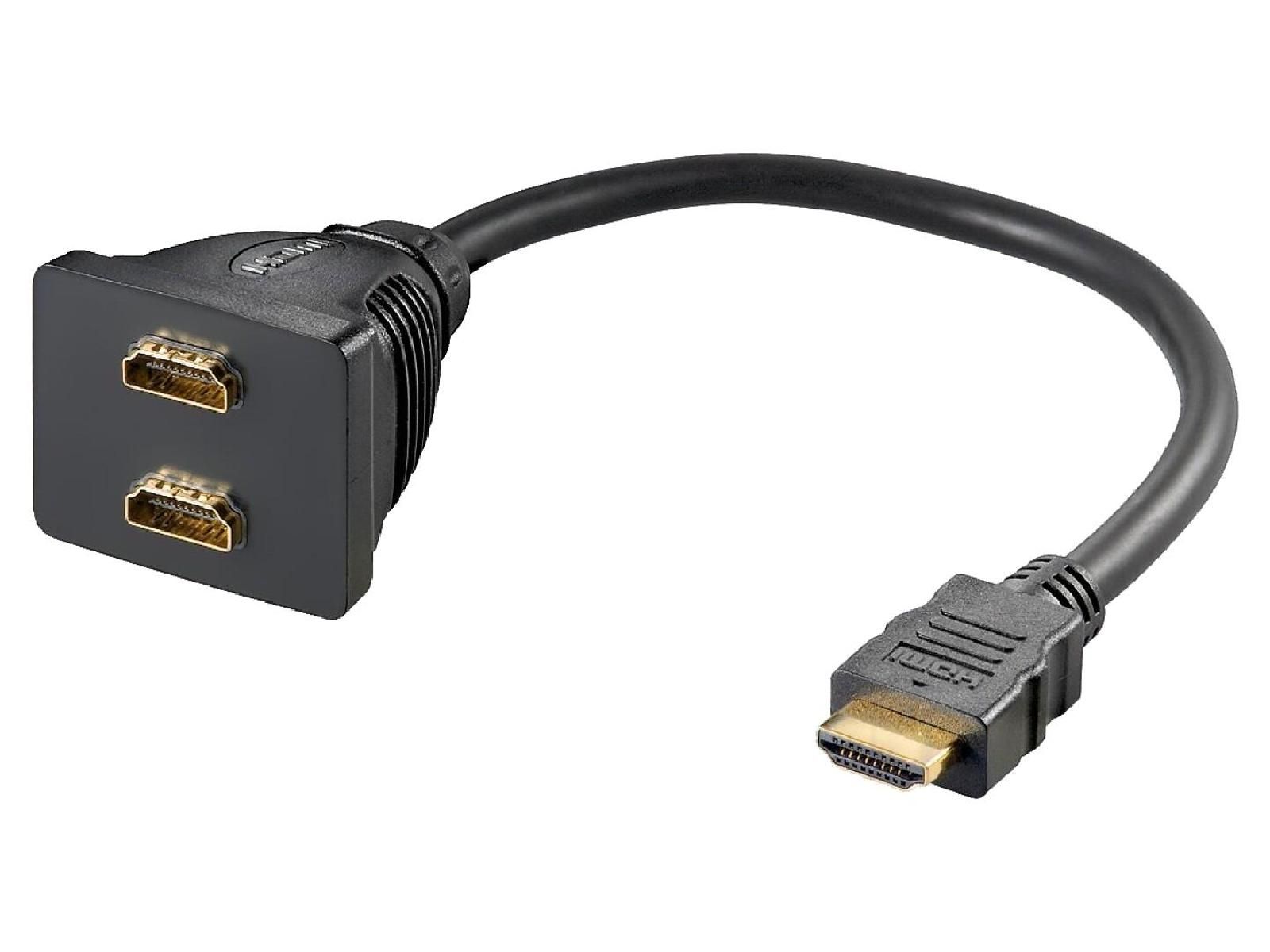 Spliteur de signal HDMI ADNAuto, 2x Femelle HDMI à Masculin, 0,1m Noir