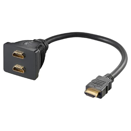 ADNAuto HDMI Signal Splitter, 2x HDMI Female to Male, 0.1m Black