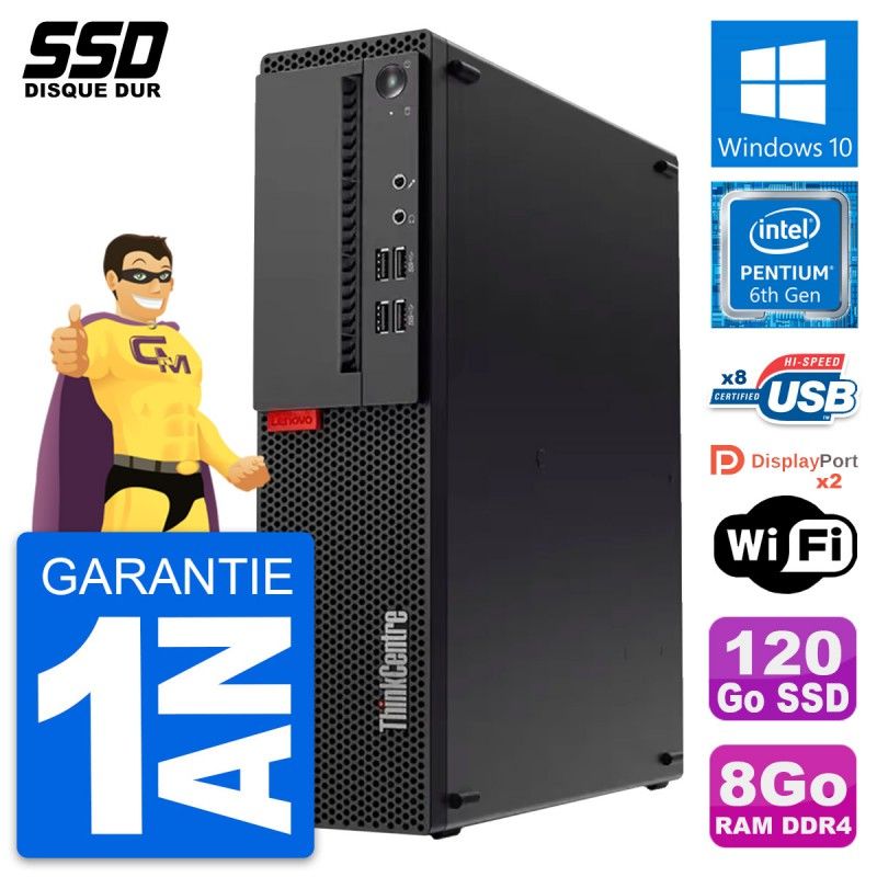 Lenovo ThinkCentre M910s SFF Desktop - Intel Pentium G4400, 8GB RAM, 120GB SSD, Windows 10, WiFi