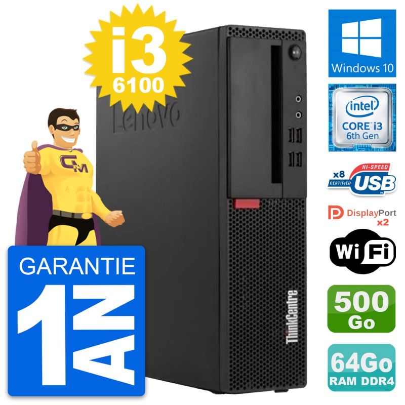 Lenovo ThinkCentre M910s SFF i3-6100 64GB RAM 500GB SSD Windows 10 WiFi