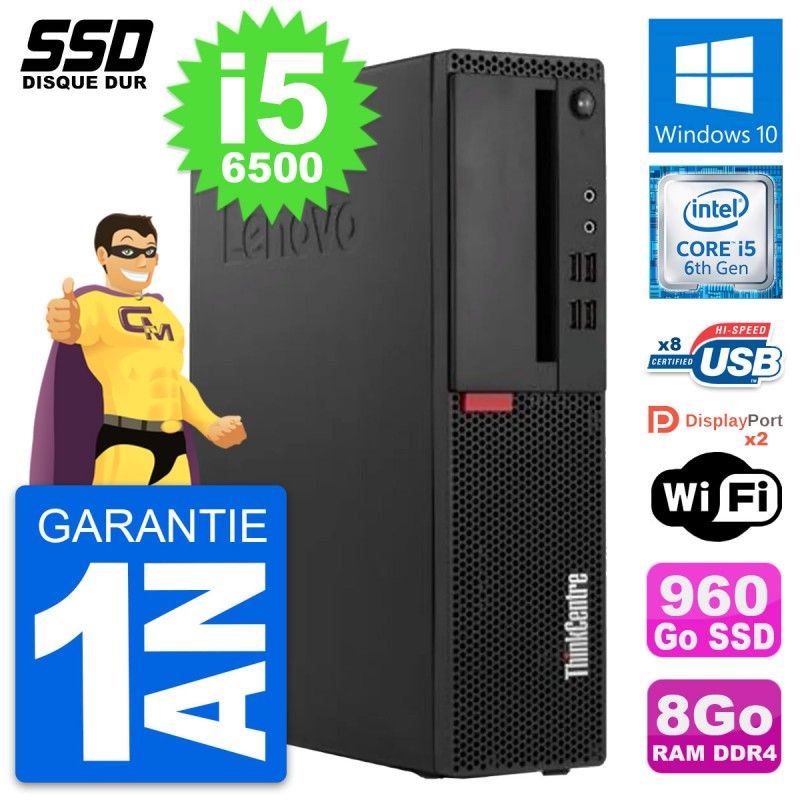 Lenovo ThinkCentre M910s SFF Desktop - Intel i5-6500, 8GB RAM, 960GB SSD, Windows 10, WiFi