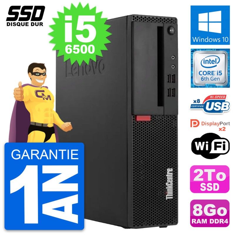 Lenovo ThinkCentre M910s SFF PC - Intel i5-6500, 8GB RAM, 2TB SSD, Windows 10, Wifi