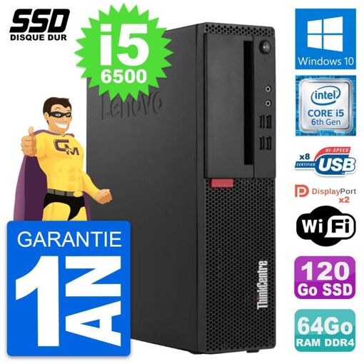 PC de escritorio Lenovo ThinkCentre M910s SFF - Procesador Intel i5-6500, 64GB RAM, 120GB SSD, Windows 10, WiFi