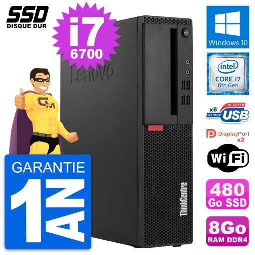 Lenovo ThinkCentre M910s SFF Desktop - Intel Core i7-6700, 8GB RAM, 480GB SSD, Windows 10, WiFi
