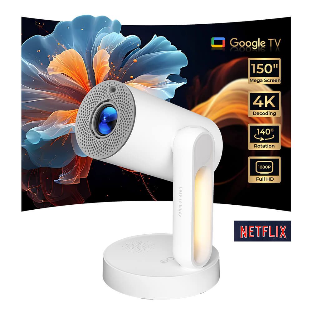 Proyector ETOE Starfish Plus con Google TV integrado, 1080p nativo, 300 lúmenes ANSI, corrección trapezoidal automática