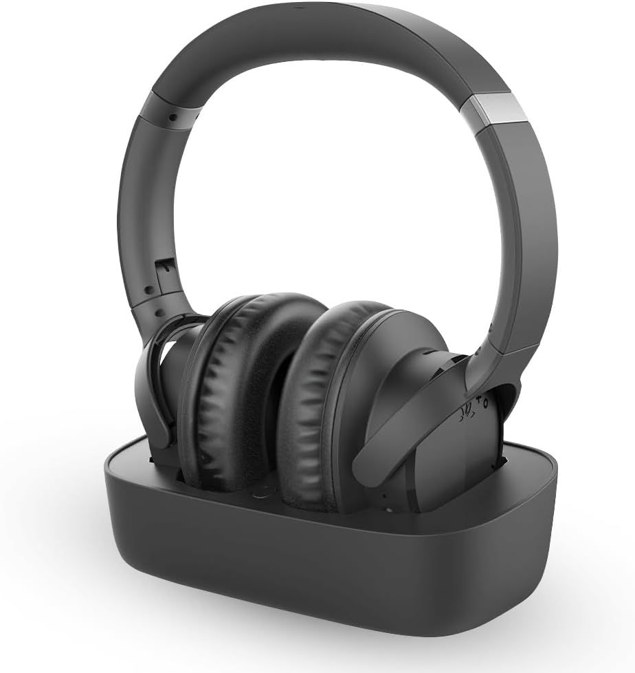 Avantree Wireless TV Headset with Bluetooth, Clear Sound, Easy Setup, Recharge Base, 35hr Battery Life, Comfortable, Compatible with Optical and Aux