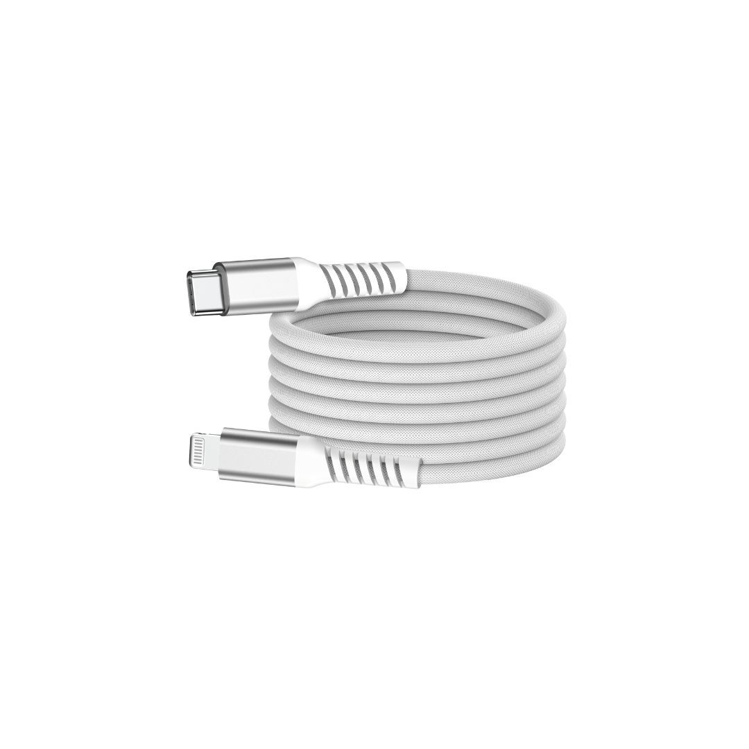 Magnetic USB-C/Lightning Cable, USB 2.0, 9V/3A, 27W, 1m, White