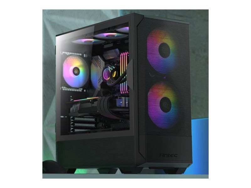 Antec NX416L Mid Tower Case, ATX, Tempered Glass Panel, No Power Supply, White, USB/Audio