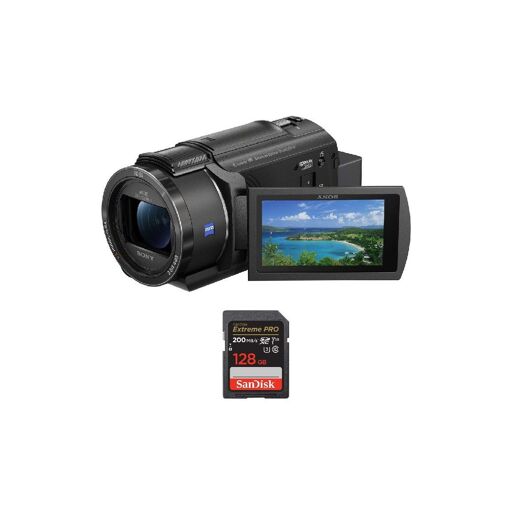 Sony FDR-AX43A 4K Handycam Camcorder Black + SanDisk 128GB Extreme PRO UHS-I SDXC Card