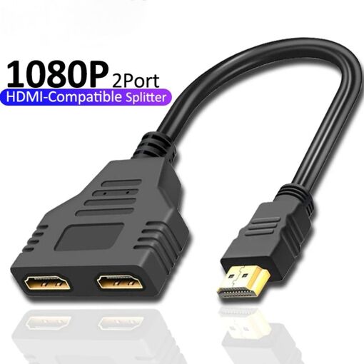Nipseyteko 0.3m HDMI Cable Splitter, 1080P, 2-Way Y Adapter