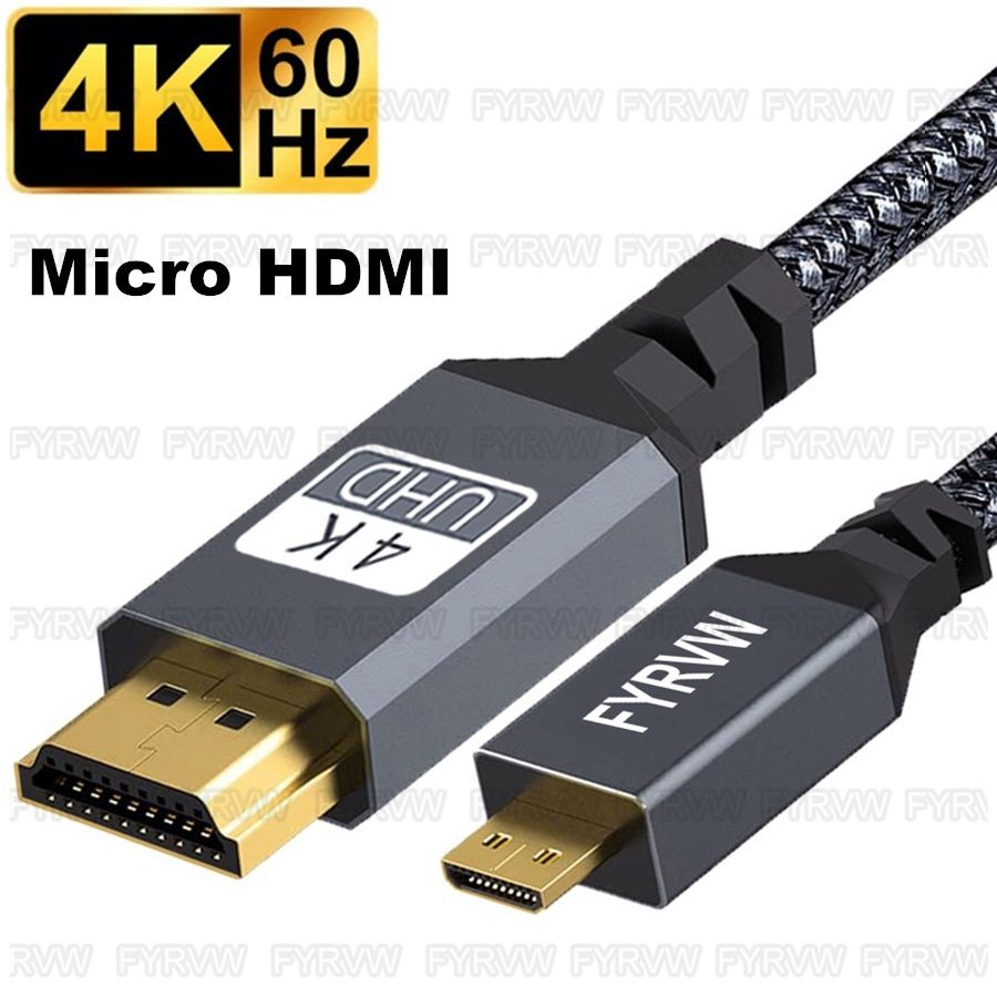 Cable Nipseyteko Micro HDMI trenzado 4K (1 metro), compatible con GoPro, Raspberry Pi 4, Sony A6000, Nikon y Yoga 3