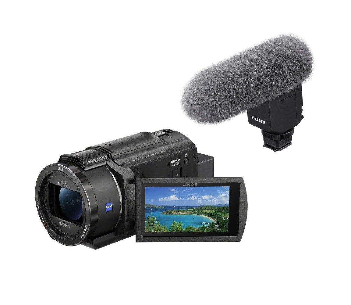 Sony FDR-AX43A 4K Handycam Camcorder Black + Shotgun Microphone Sony ECM-B1M