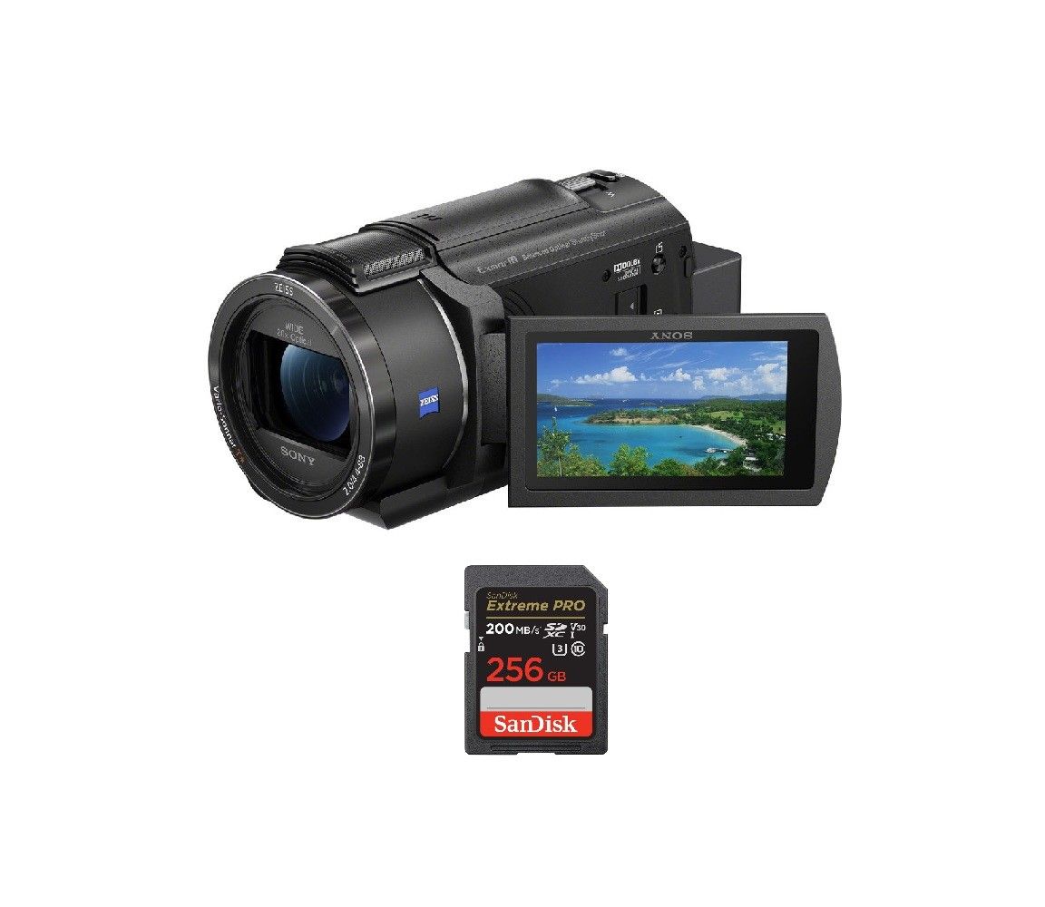 Sony FDR-AX43A 4K Handycam Camera Black + SanDisk 256GB Extreme PRO SDXC Card