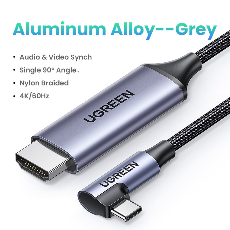 Cable USB Tipo C a HDMI 4K de aluminio de 90 grados Nipseyteko, 2 metros