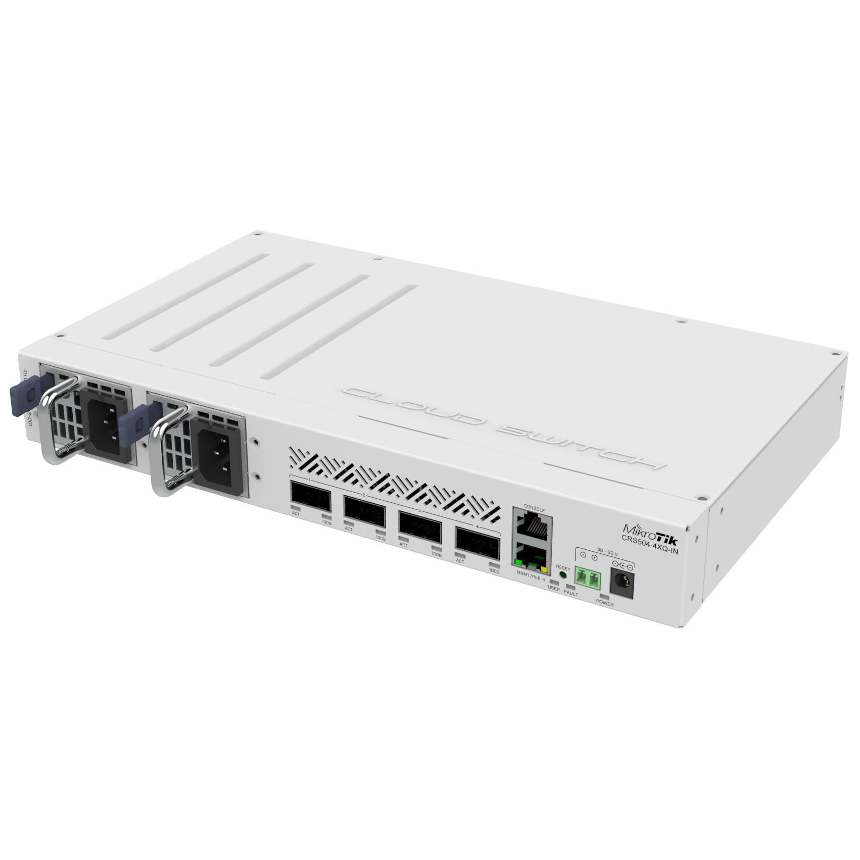 Mikrotik CRS504-4XQ-IN Managed Network Switch, Fast Ethernet (10/100) with PoE Support, White