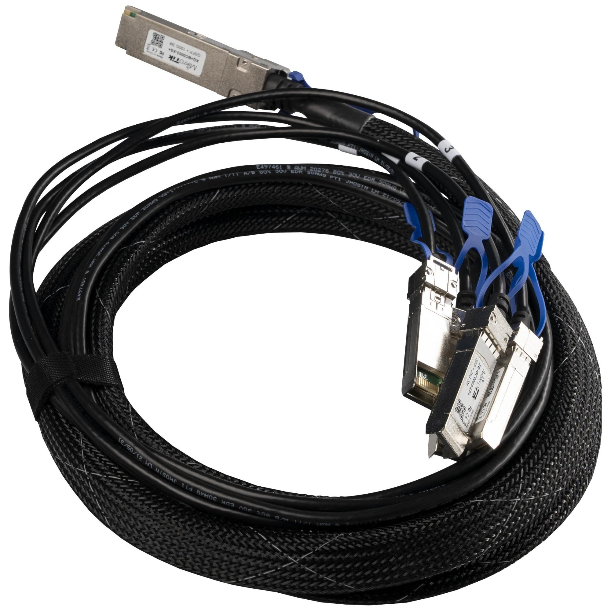 Mikrotik QSFP28 InfiniBand and Fiber Optic Cable, 3 m, 4x SFP28, Black, Chrome