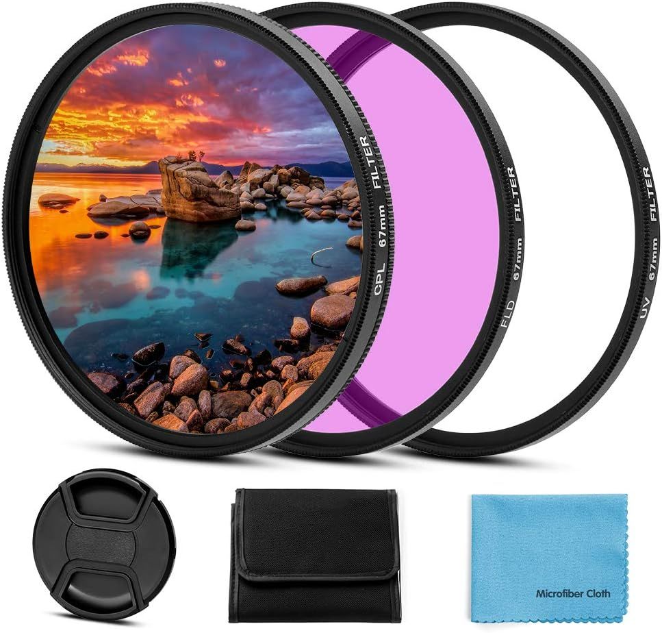 Universal 77mm UV CPL FLD Filter Kit for Canon, Nikon, Sony, Pentax, Olympus, Fuji Cameras
