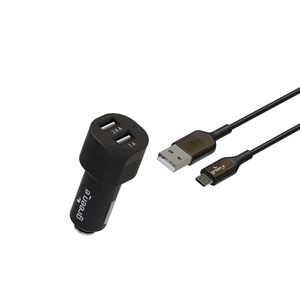 Green_e Car Charger 17W 2USB A + Micro USB Cable 1.3m