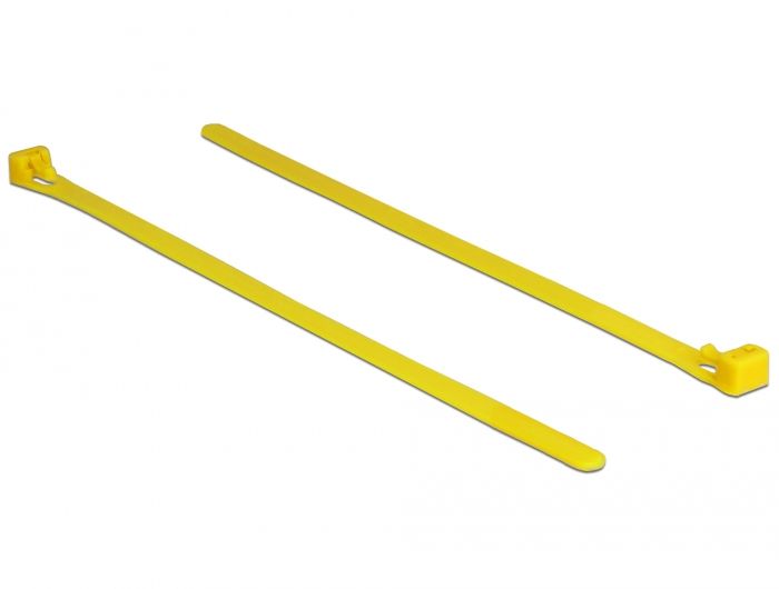 Delock Cable Tie,Detachable Nylon Cable Strap, Yellow, 200mm x 7.5mm (100 pieces)