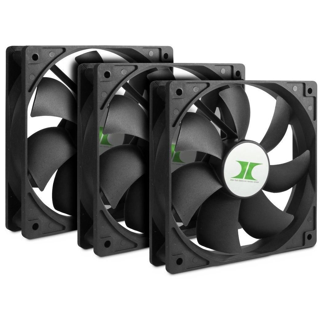 Inter-Tech Computer Cooling System Case Fan 12cm Black 3 Pack