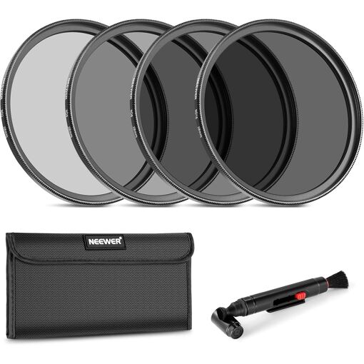 Neewer Fixed ND Filter Kit 58mm (ND2, ND4, ND8, ND16) with Neutral Density and Accessory Kit