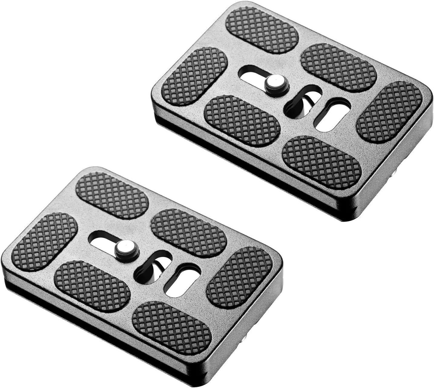 Set de placas sabot universales Neewer, metal de 60mm PU-60 con hilo de 6.35mm, compatible con la cabeza esférica del trípode de cámara (Negro)