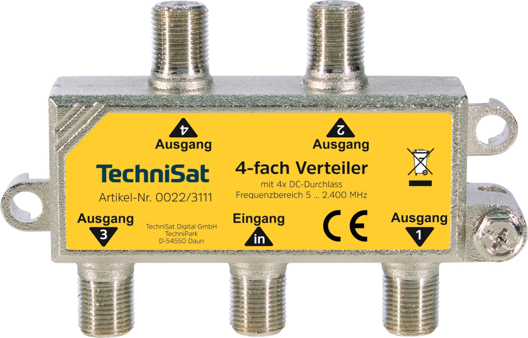 TechniSat Cable Divider/Switch, 75 Ohm Impedance, 5-2400 MHz Frequency Range, Silver