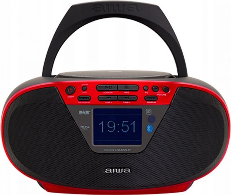 Boombox AIWA BBTU-500DAB/RD - Reproductor de CD portátil DAB+ con Bluetooth 5.0 y pantalla de color de 2,4"