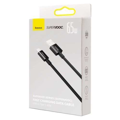 Baseus Superior Series 65W SuperVooc Type-C Cable, 1m Black