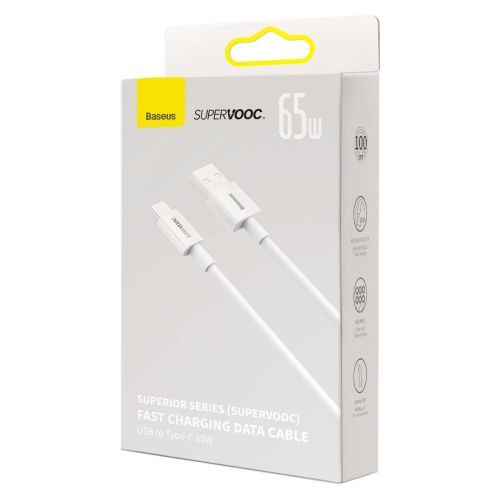 Baseus 65W SuperVooc Type-C Cable, 1m, White