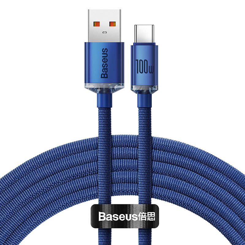 Baseus Crystal Shine USB to USB-C Cable, 5A, 100W, 1.2m (Blue)