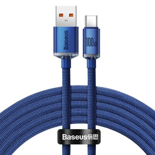 Câble Baseus Crystal Shine USB vers USB-C, 5A, 100W, 1,2m (Bleu)