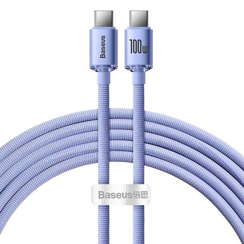 Baseus Crystal Shine 100W USB-C to USB-C Cable, 1.2m (Purple)
