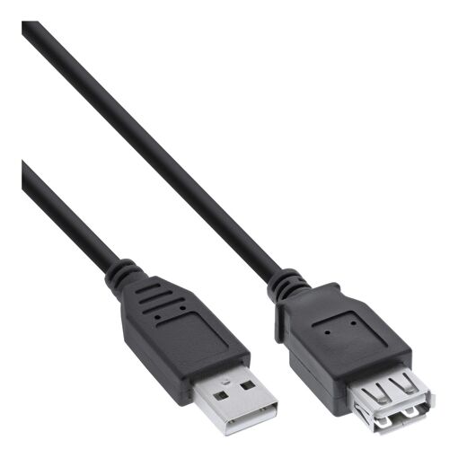 Cable de extensión USB 2.0 InLine, conector tipo A macho/hembra, negro, 0,5m