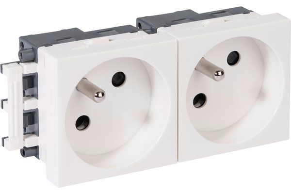 Rehau 220V AC Double Outlet, 45x45, White